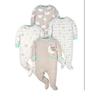 Gerber unisex-babyโ 4 Pack Sleep 'N Play Footie- 3-6 Months
